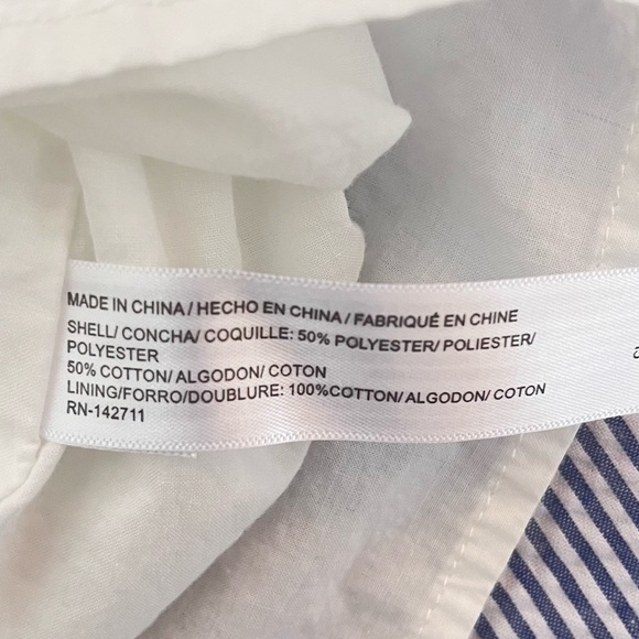 Eloquii Off the Shoulder Seersucker Dress Women's 18 Ruffle Overlay Blue White - Picture 9 of 12